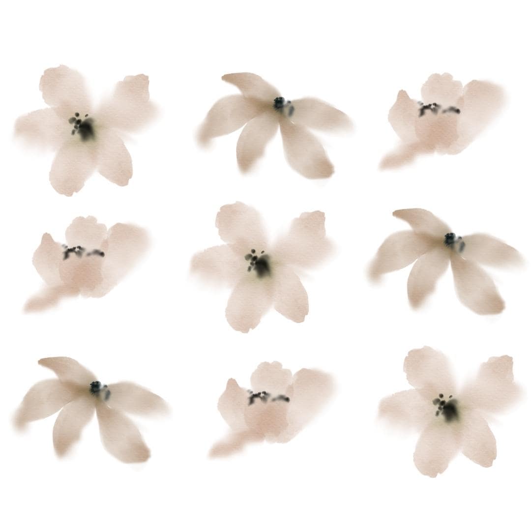 Picture of 9 brown and taupe blooming flower wall decals