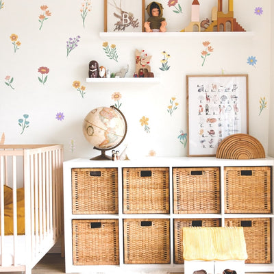 Nursery with wildflower wall decals