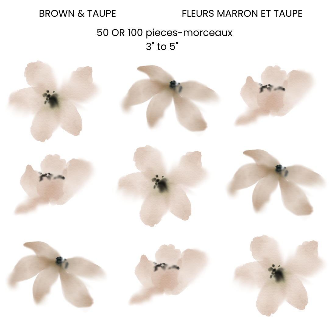 Autocollants Muraux Fleurs marron et taupe