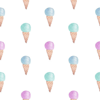 un and vibrant fabric wall decals showcasing colourful ice cream cones. These non-toxic decals are removable, making them a delightful addition to any playful space, perfect for kids' rooms or ice cream-themed areas.