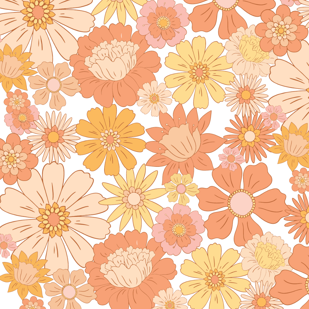 Peach and Apricot Large Flowers Wall Decals