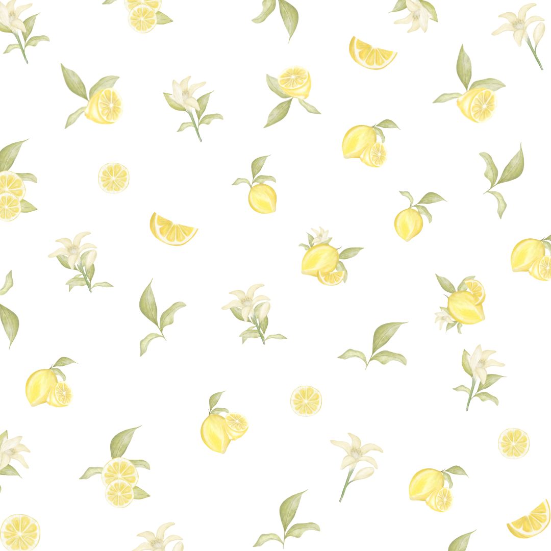 Delicate lemon flowers and leaves fabric wall decals in soft, vibrant colours. These non-toxic and removable decals add a fresh and botanical touch to any room, perfect for kitchens, dining areas, or as a cheerful accent in living spaces.