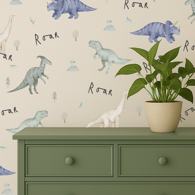 Watercolour Dinosaur wall decals