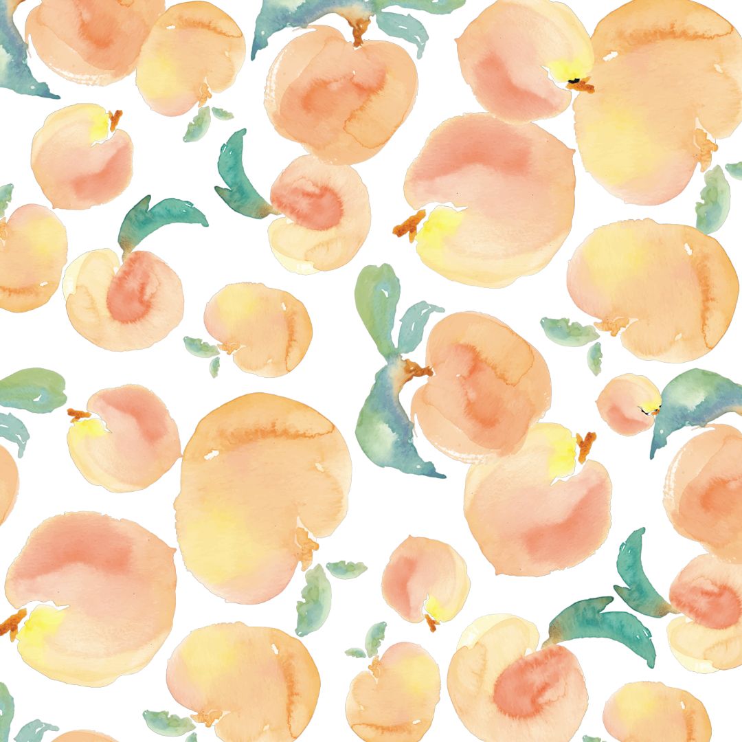 Fabric wall decals featuring charming peaches, adding a fresh and fruity vibe to any room.