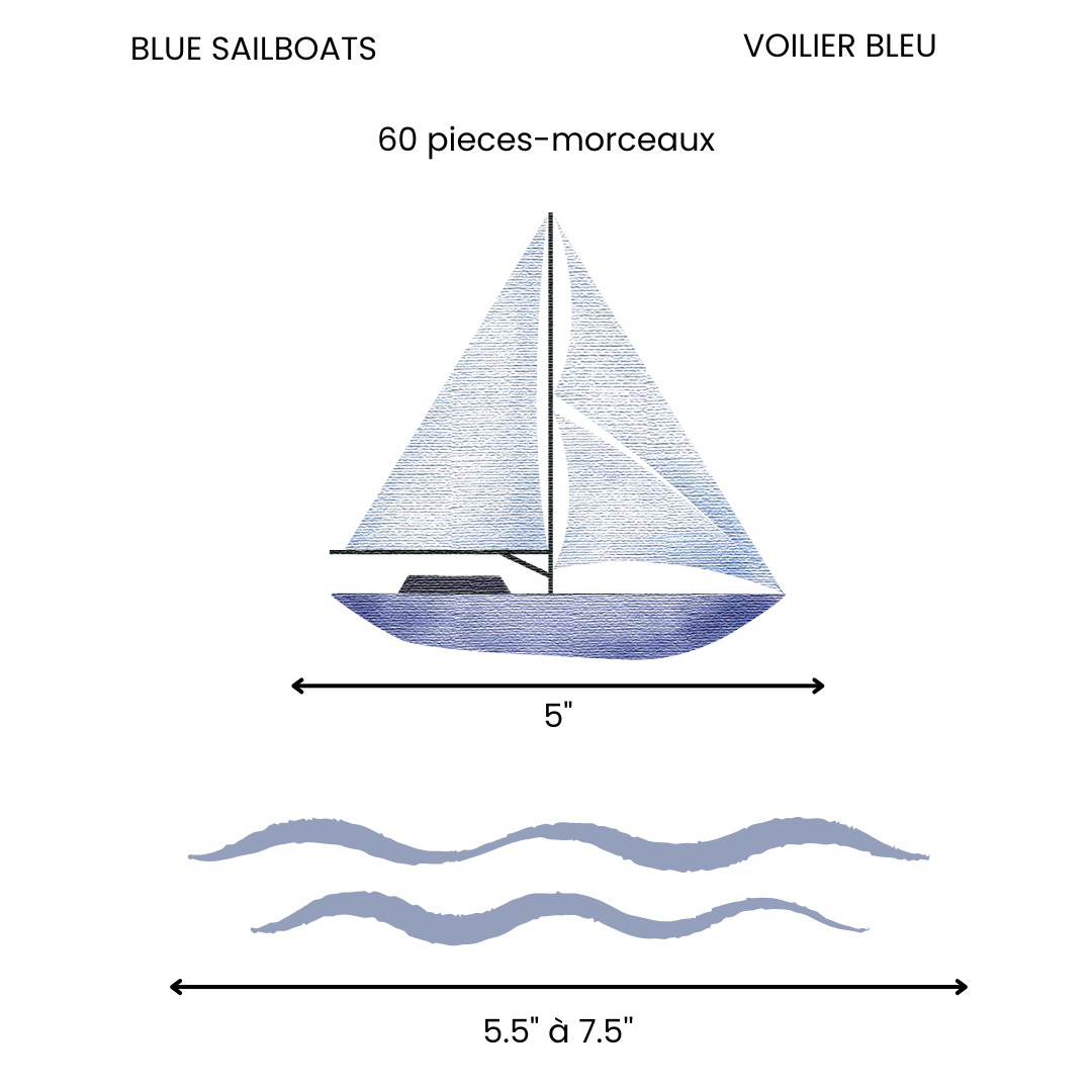 Blue Sailboats Wall Decals