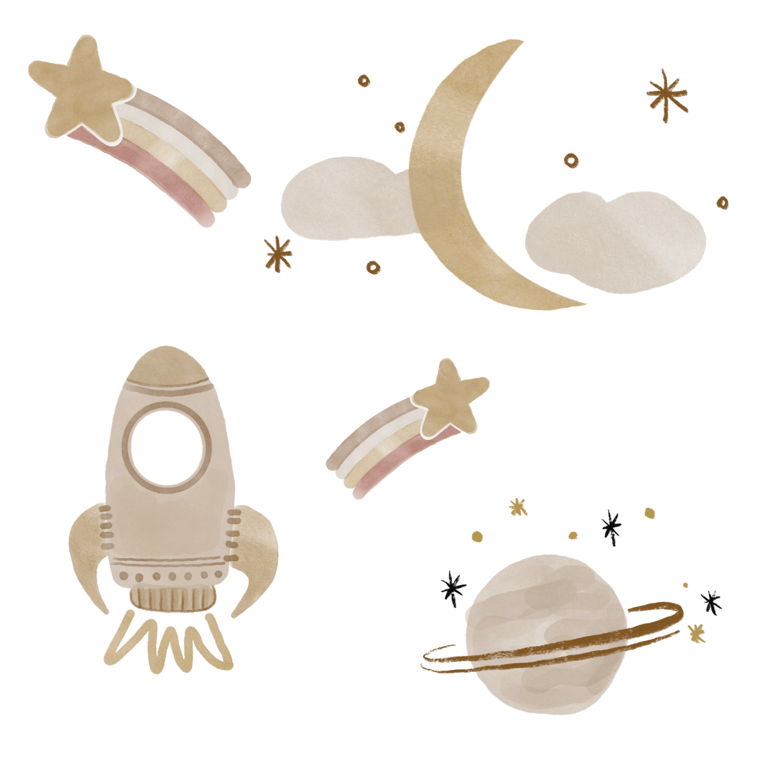 Spaceship and Stars Wall Decals