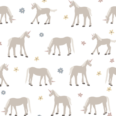 Unicorn and flower fabric wall decals