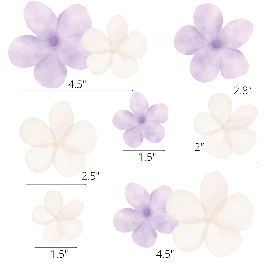 Autocollants Muraux Fleurs mauves et blanches