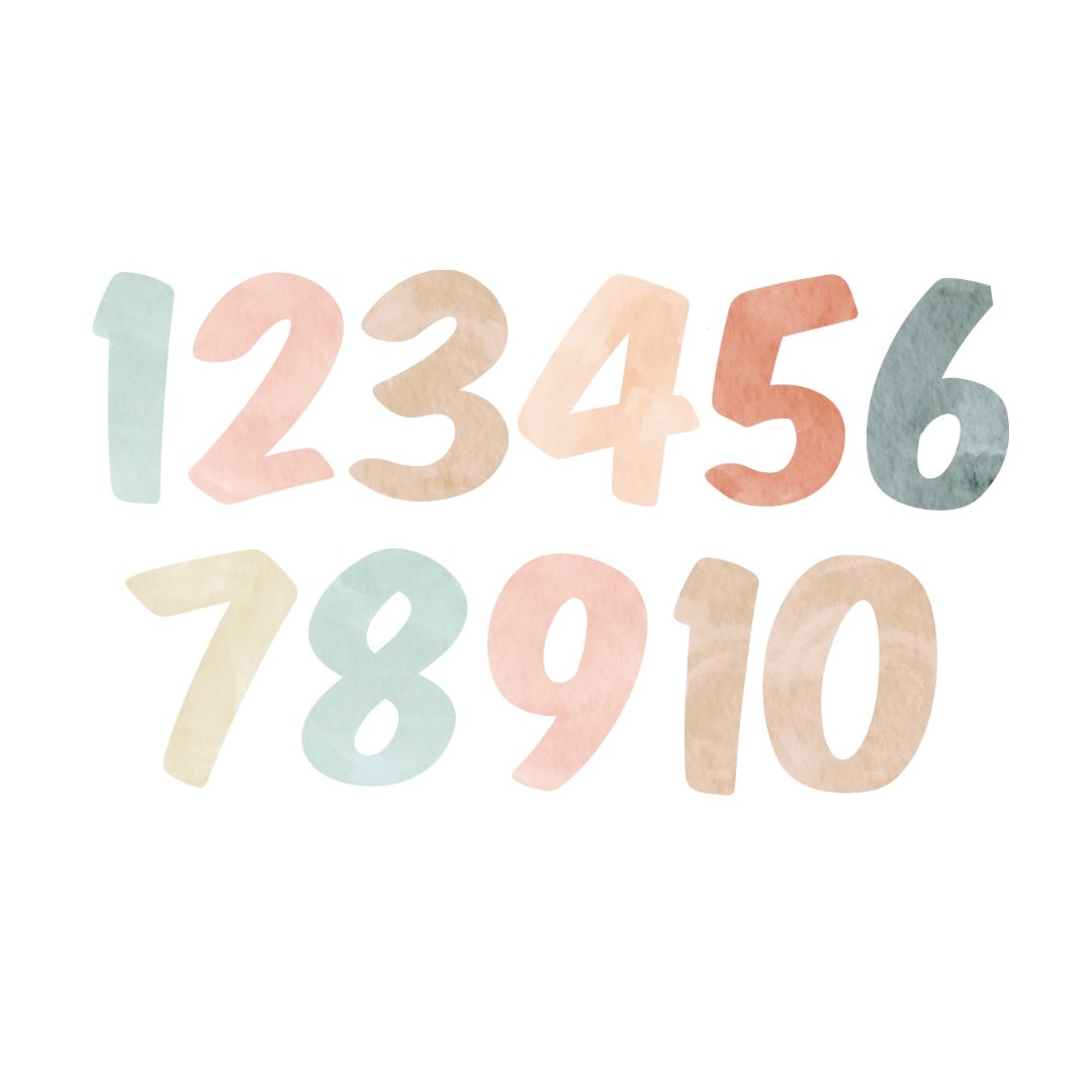 Watercolour Numbers Wall Decals