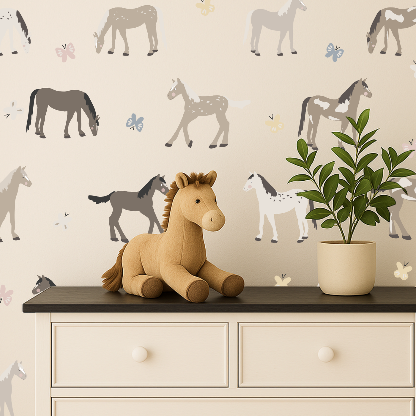 Horses and Butterflies Wall Decals