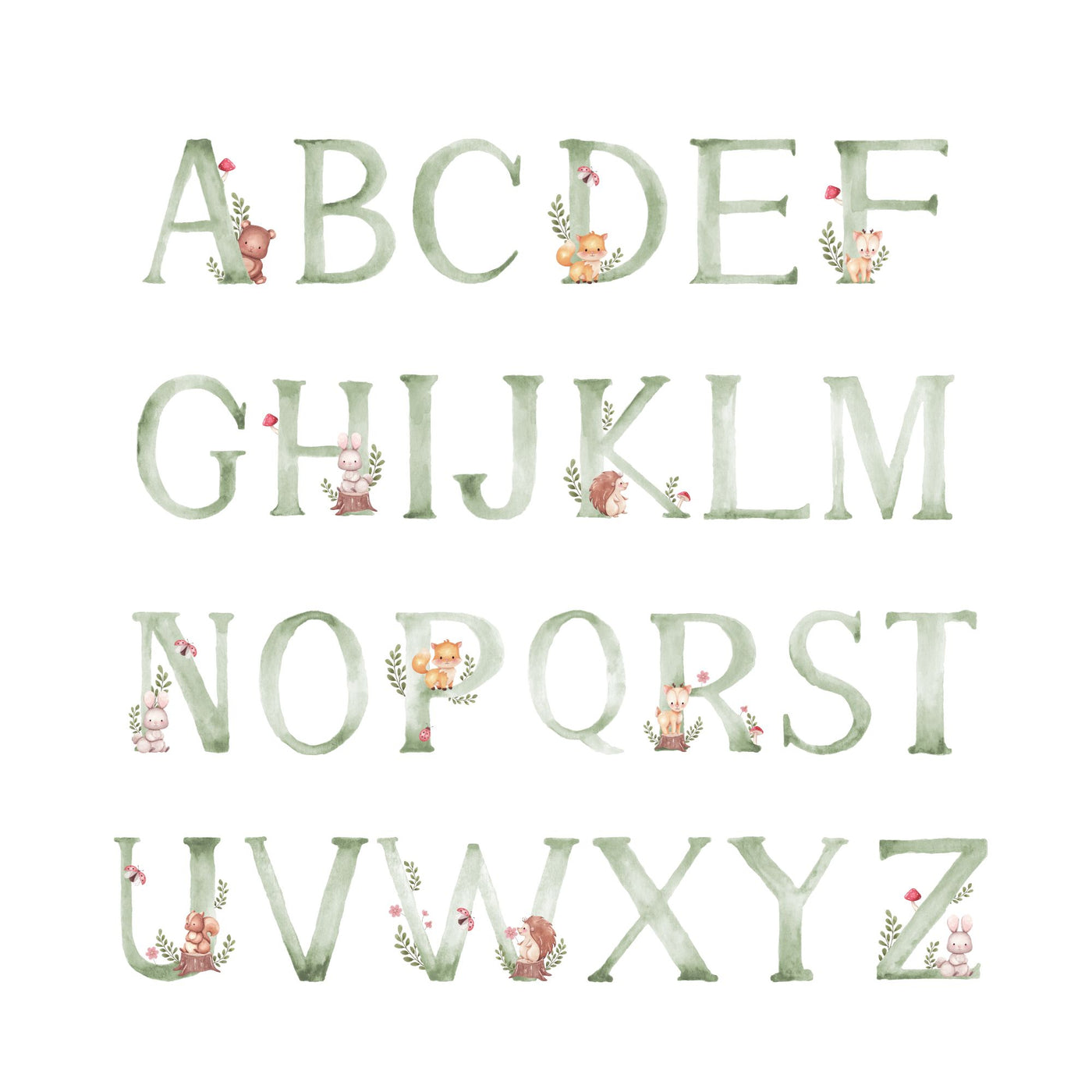 Woodland Alphabet Wall Decals