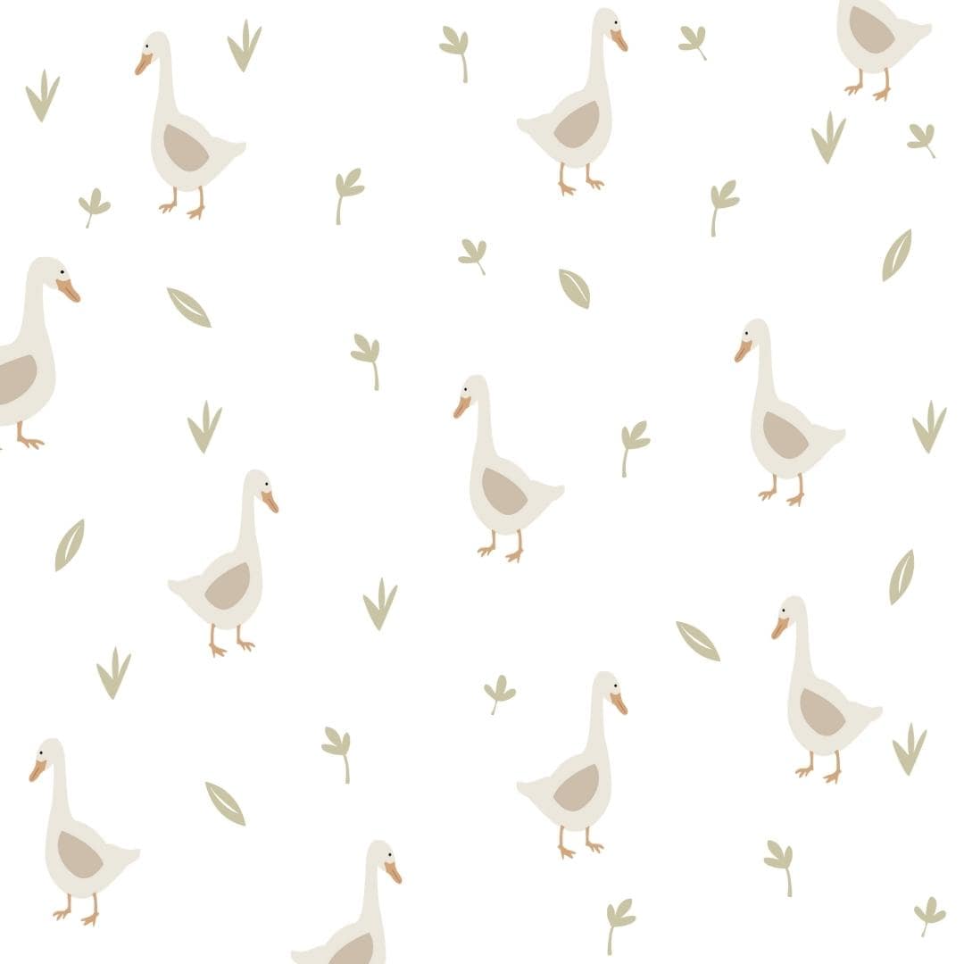 Picture of white background of geese wall decals and greenery