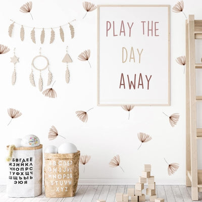 Picture of a playroom with watercolour pampas  wall decals