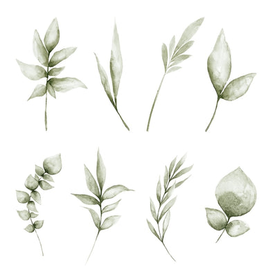 Fabric wall decals featuring elegant sage leaves, perfect for introducing a refreshing and natural element to your home decor.