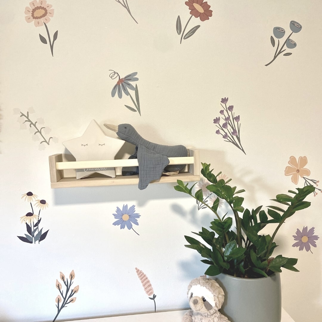 Nursery with wildflower wall decals