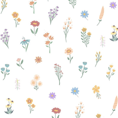 White background with wildflower wall decals